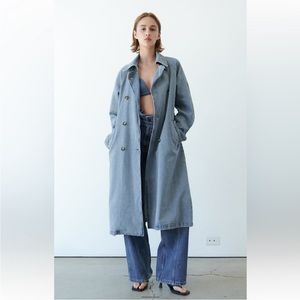 ZARA BELTED DENIM TRENCH - Small